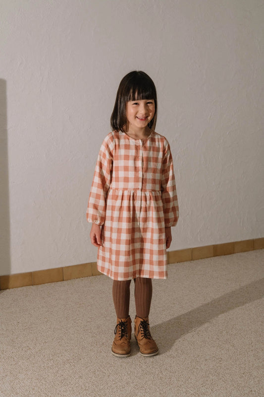 Gaia Roze Gingham Jurk