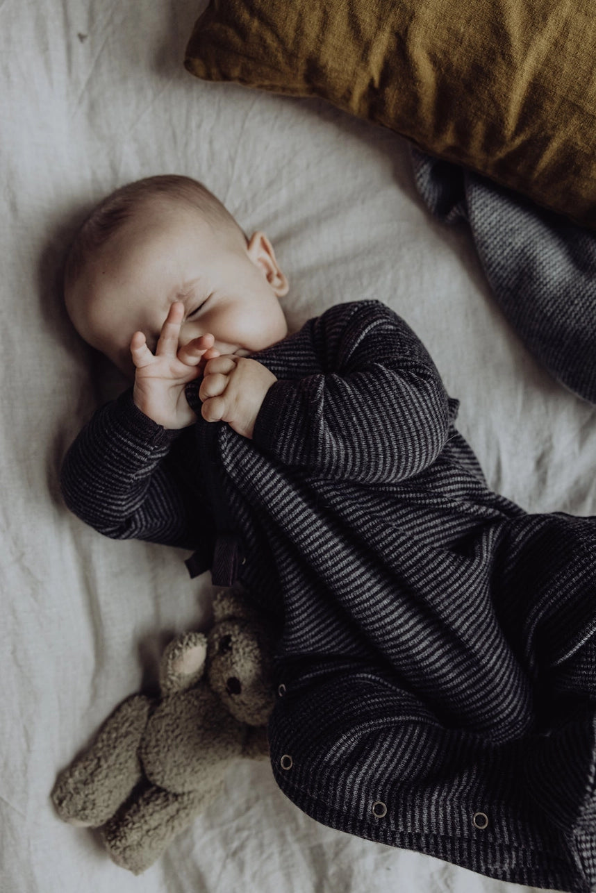 Finch & Fable Wool Rib Footie - Storm Stripe