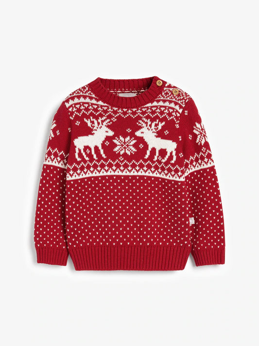 Baby Christmas Reindeer Fairisle Jumper